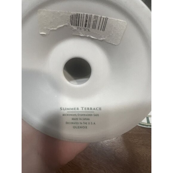 Lenox Summer Terrace Set of 2 Candle holders Green Floral 5” Tall - Picture 6 of 8